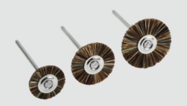 MINIATURBÜRSTEN, ROSSHAAR 17-19-21-23-25 mm Miniaturbürsten mit Rosshaar (grau meliert) – montiert für das Handstück.